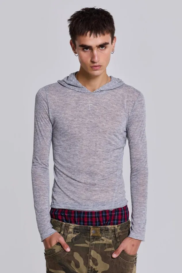 Jaded London Hoodies and Sweatshirts Men Grey Marl Mist Hoodie Grey