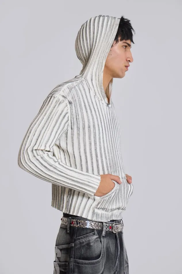Jaded London Hoodies and Sweatshirts MenUnisex White Scrape Knit Hoodie White