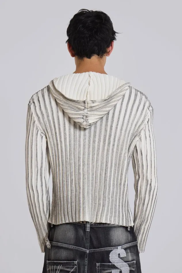 Jaded London Hoodies and Sweatshirts MenUnisex White Scrape Knit Hoodie White
