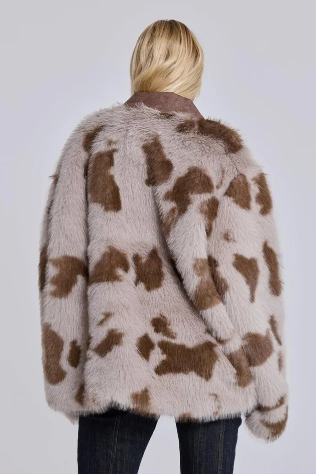 Jaded London Jackets Women Lorax Cow Faux Fur Jacket Multi