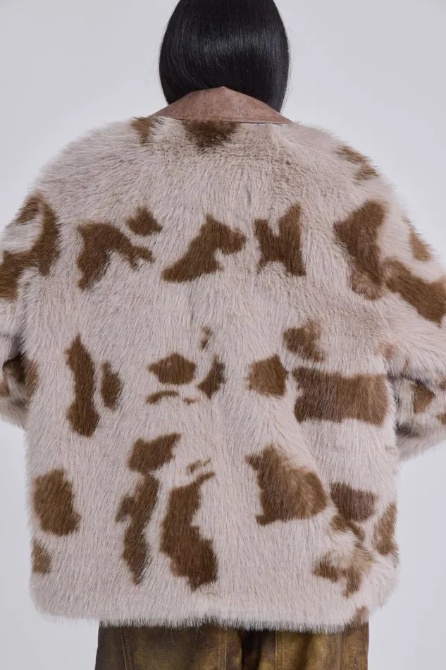 Jaded London Jackets Women Lorax Cow Faux Fur Jacket Multi