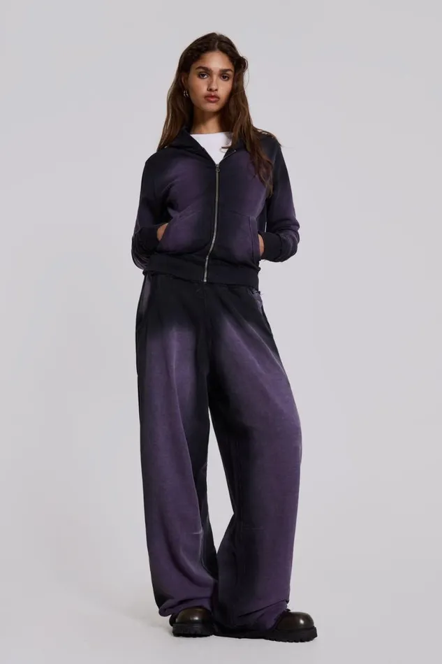 Jaded London Joggers and Sweatpants Men Deep Purple Fade Baggy Monster Joggers Purple