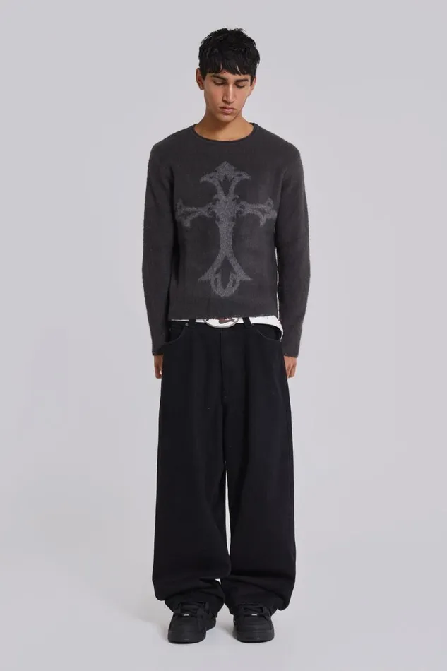 Jaded London Knitwear Men Devine Knit Jumper Black