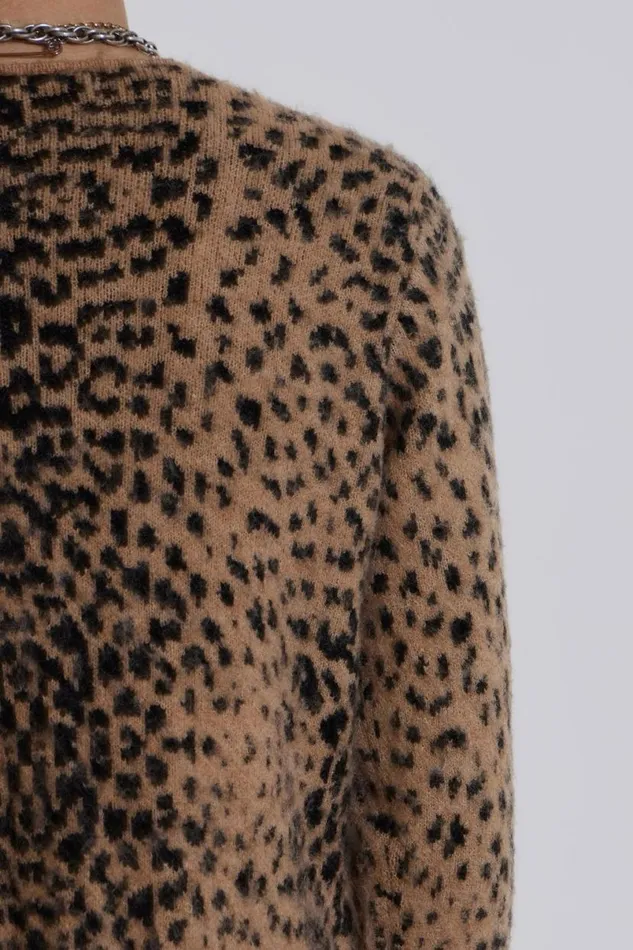 Jaded London Knitwear Men Leopard Chuck Cardigan Brown