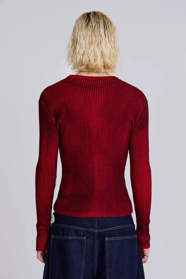 Jaded London Knitwear Men Red Scrape Knit Red
