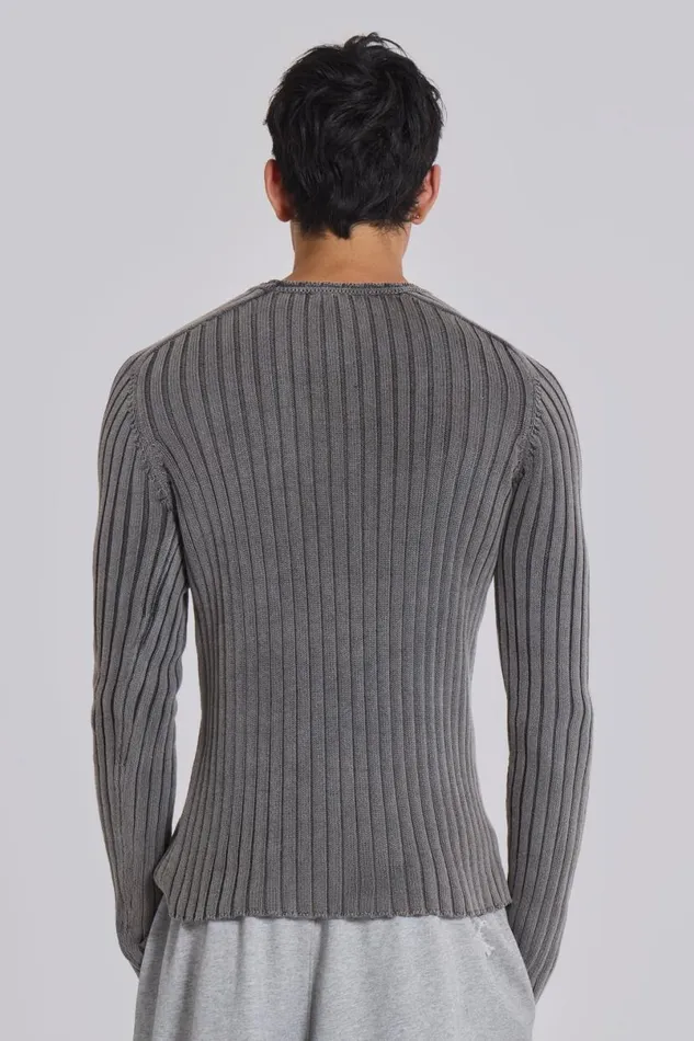 Jaded London Knitwear Men Washed Black Vault Knit Black