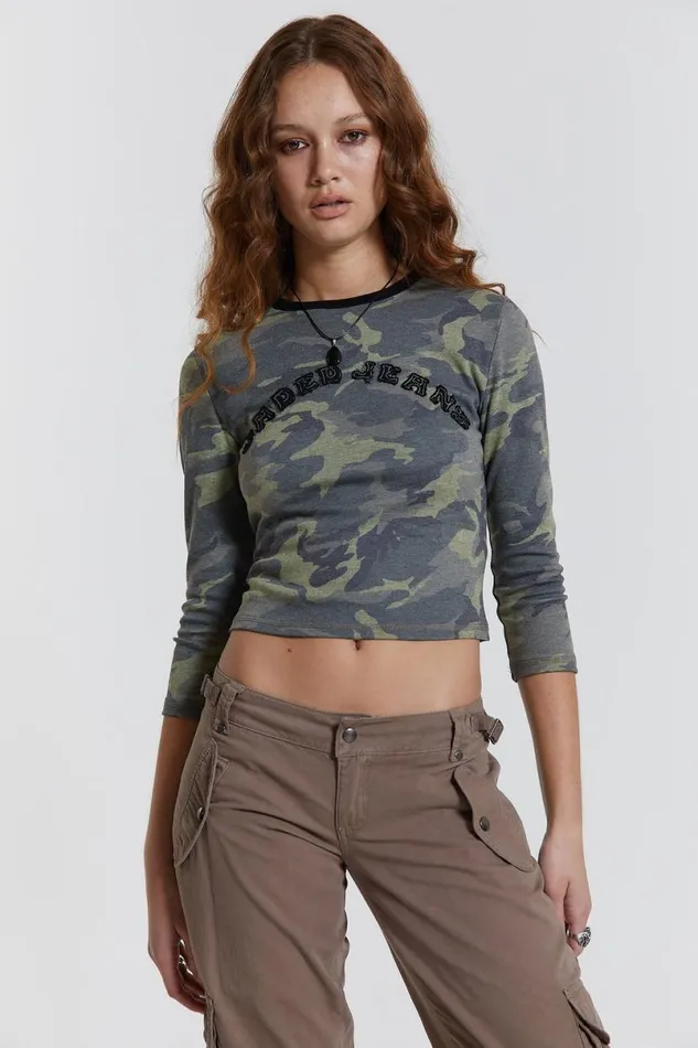 Jaded London Long Sleeve Tops Women Marsh Long Sleeve Top Navy