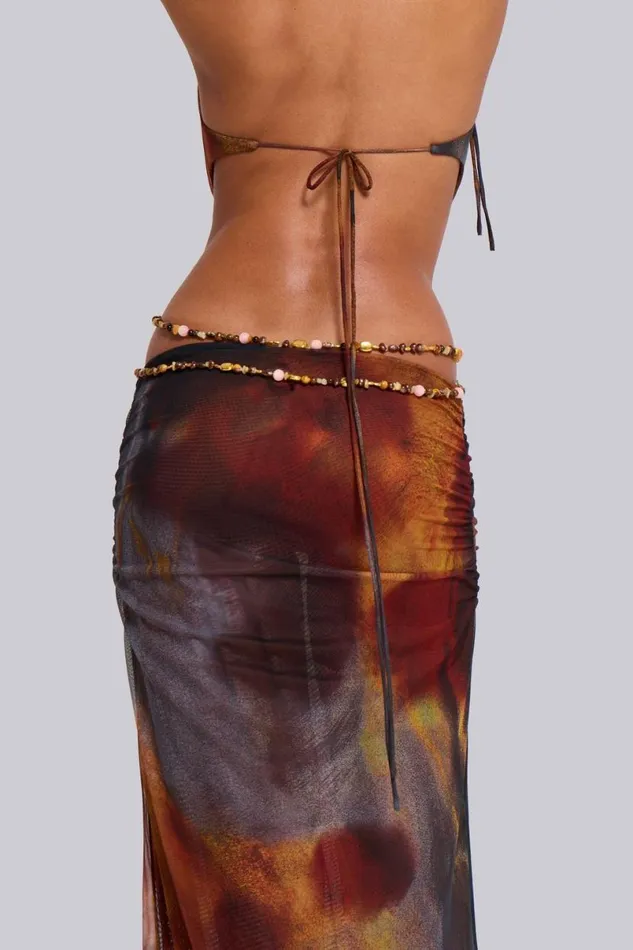 Jaded London Maxi Dresses Women Vida Backless Maxi Dress In Whiskey Multi