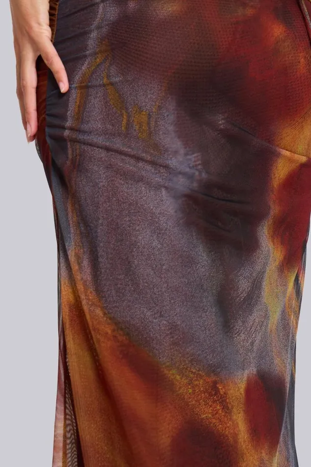 Jaded London Maxi Dresses Women Vida Backless Maxi Dress In Whiskey Multi