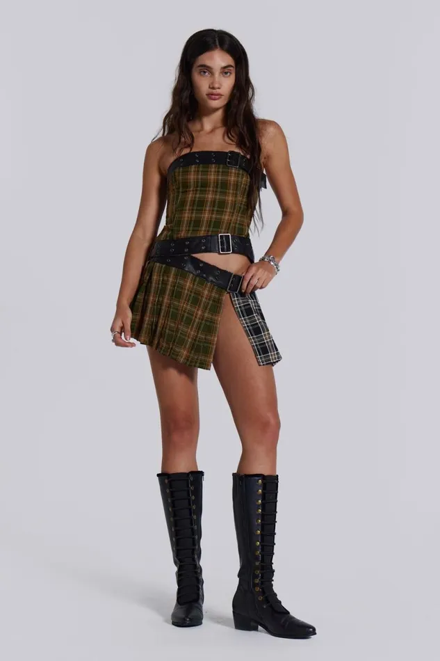 Jaded London Mini Dresses Women Eden Buckle Mini Dress Green