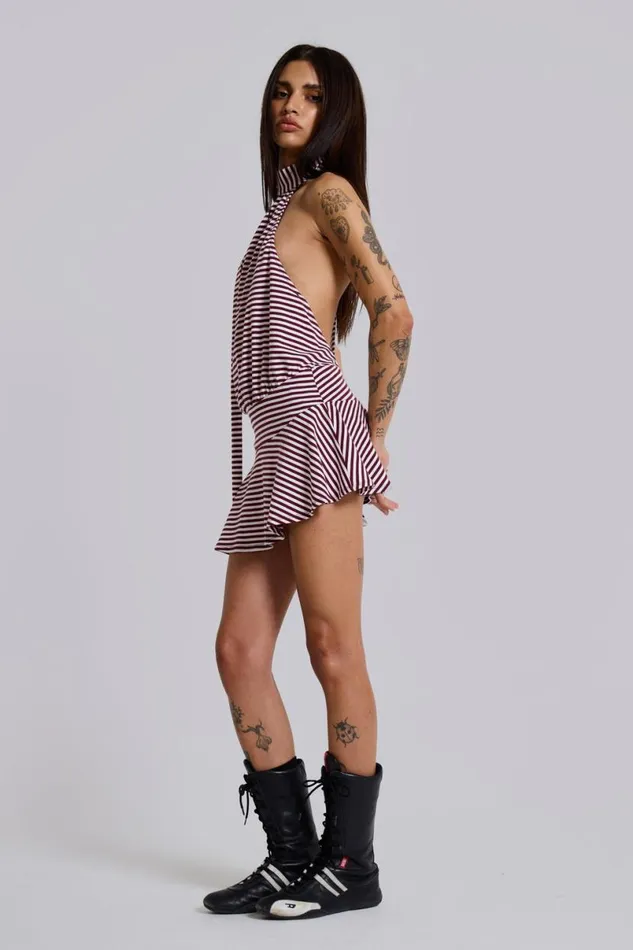 Jaded London Mini Dresses Women Enya Backless Mini Dress In Burgundy Greyred