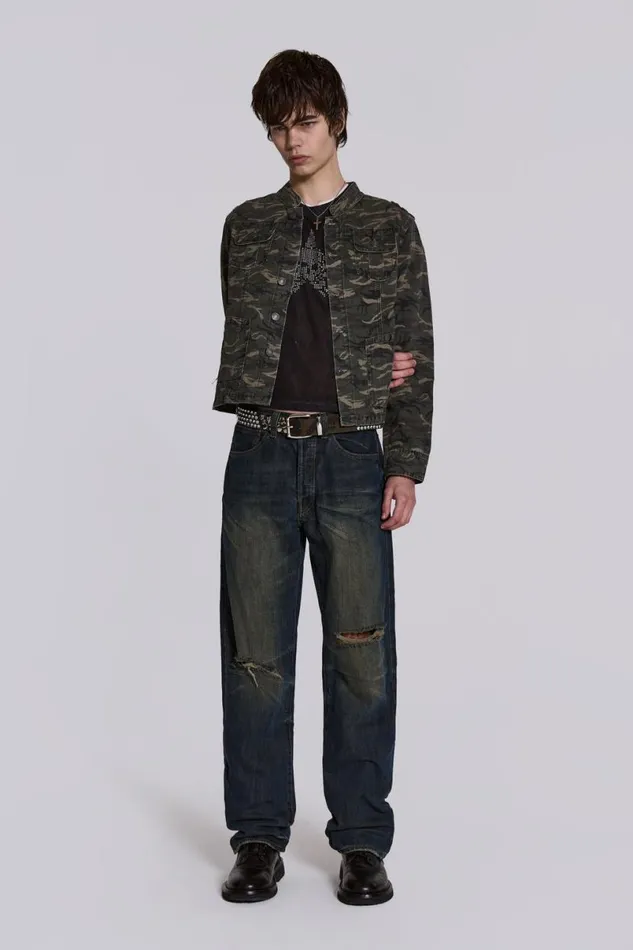 Jaded London Outerwear Men Camo Covert Jacket Green