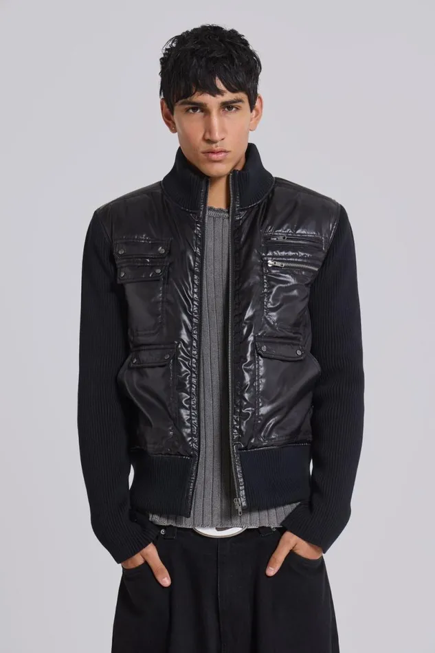 Jaded London Outerwear Men Gloss Jacket Black