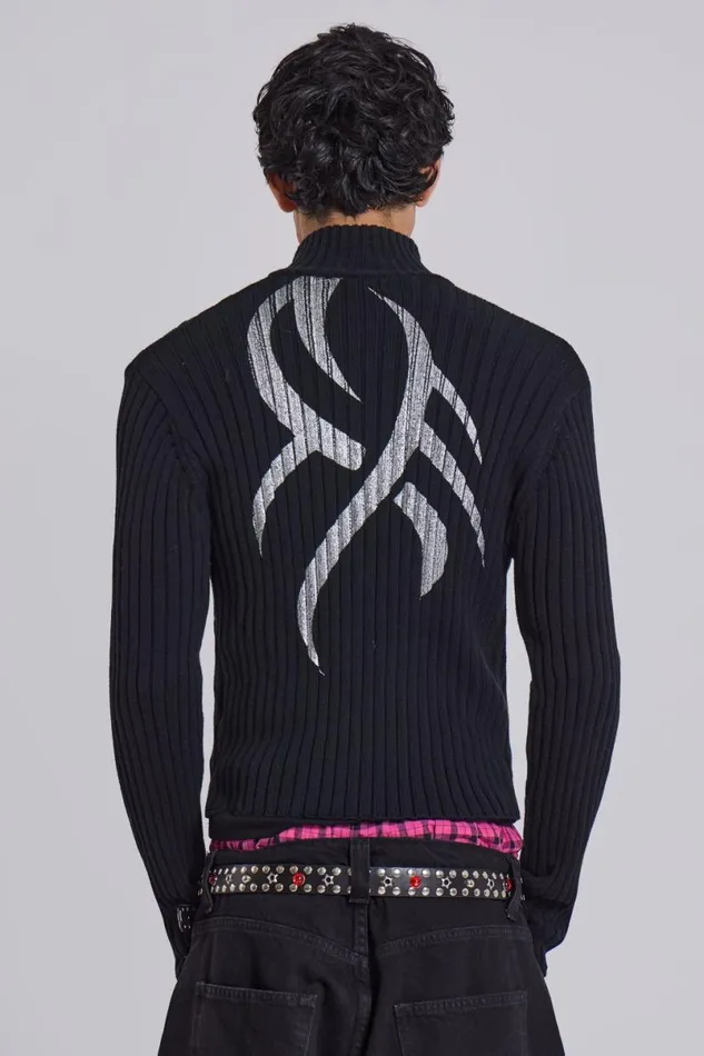 Jaded London Outerwear Men Lucid Blade Knit Track Top Black
