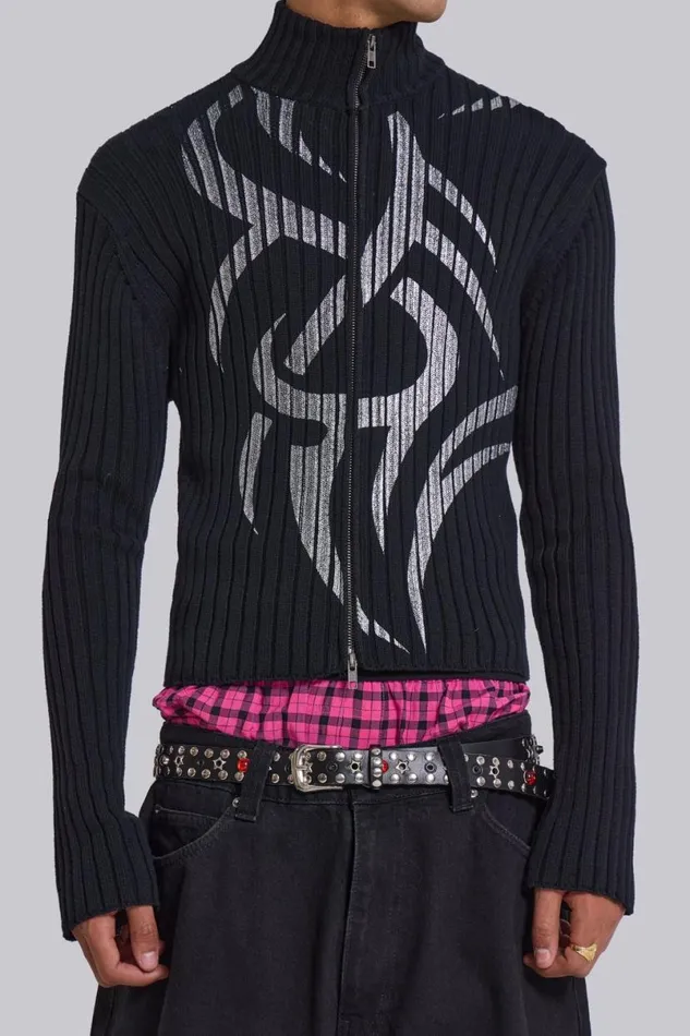Jaded London Outerwear Men Lucid Blade Knit Track Top Black