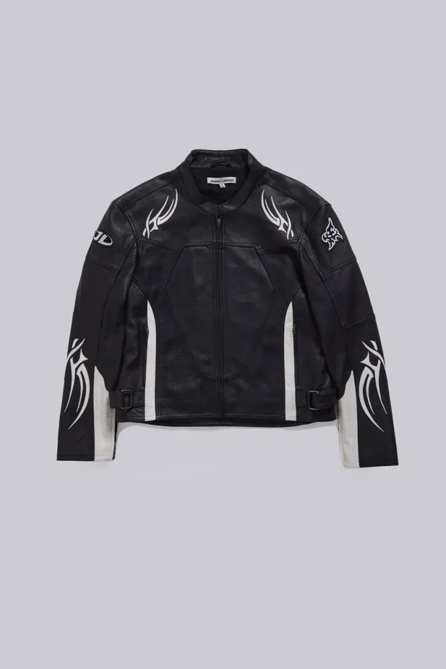 Jaded London Outerwear MenUnisex Crash Leather Biker Jacket Blackwhite