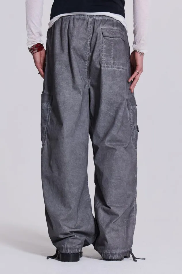 Jaded London Parachute Pants Women Black Oil Wash Parachute Pants Black