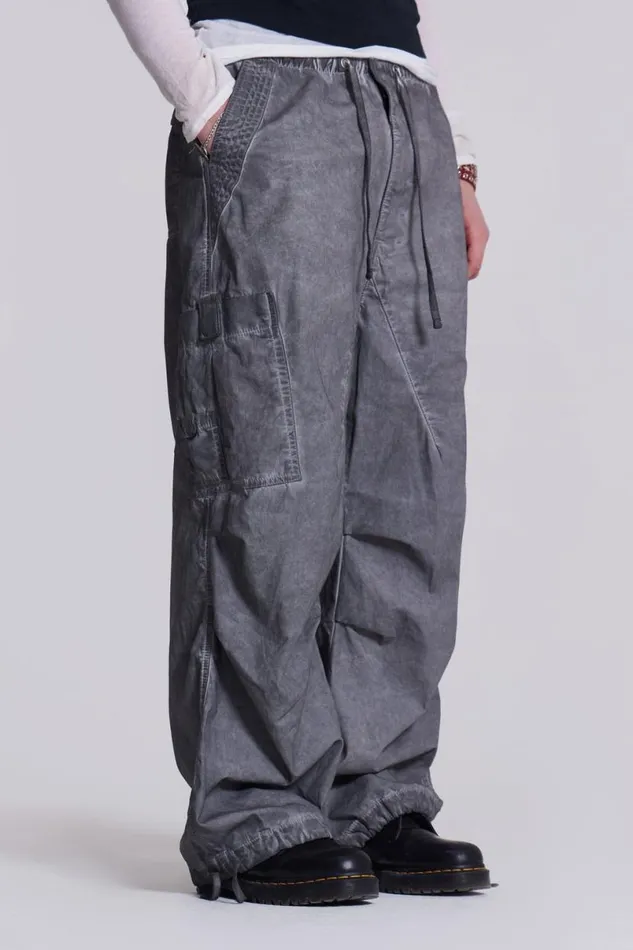 Jaded London Parachute Pants Women Black Oil Wash Parachute Pants Black