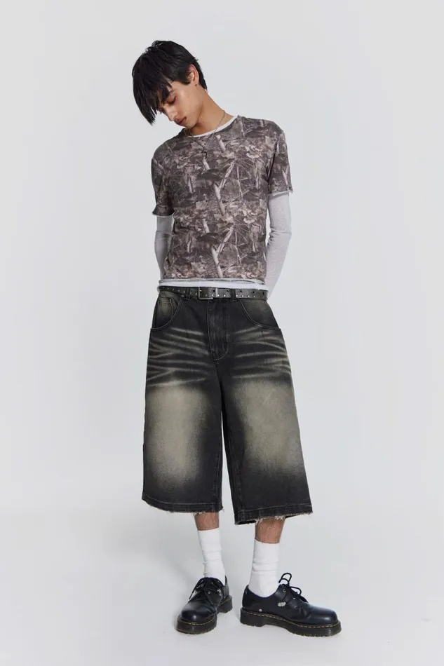 Jaded London Shorts and Jorts Women Washed Black Colossus Jorts Black