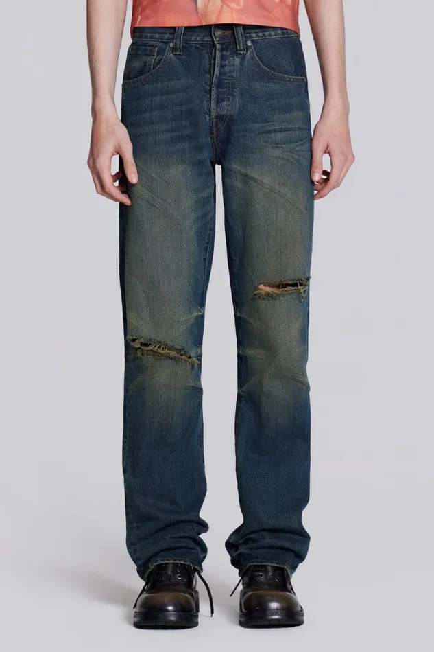 Jaded London SlimStraight Jeans Men Busted Scott Jeans Blue