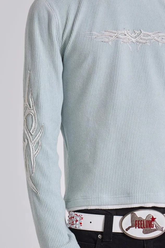 Jaded London TShirts and Vests Men Aqua Tattoo Applique Tee Blue