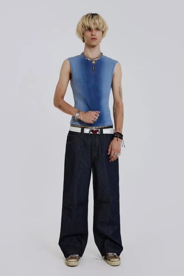 Jaded London TShirts and Vests Men Blue Glare Tank Blue