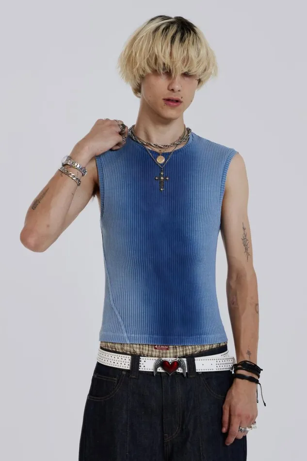 Jaded London TShirts and Vests Men Blue Glare Tank Blue