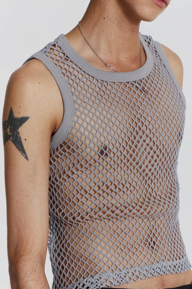 Jaded London TShirts and Vests Men Chain Grey Vest Grey