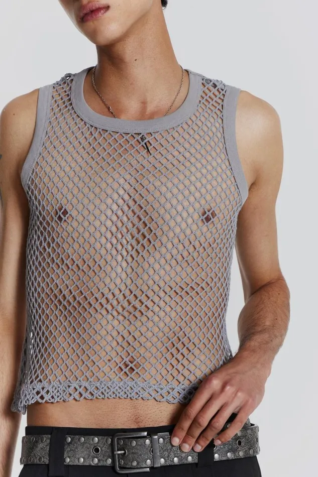 Jaded London TShirts and Vests Men Chain Grey Vest Grey