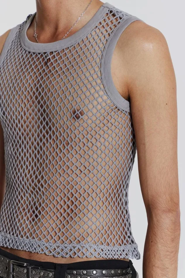 Jaded London TShirts and Vests Men Chain Grey Vest Grey