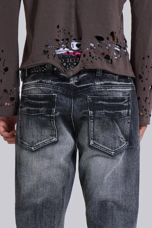 Jaded London TShirts and Vests Men Mauve Bitten Long Sleeve Mauve