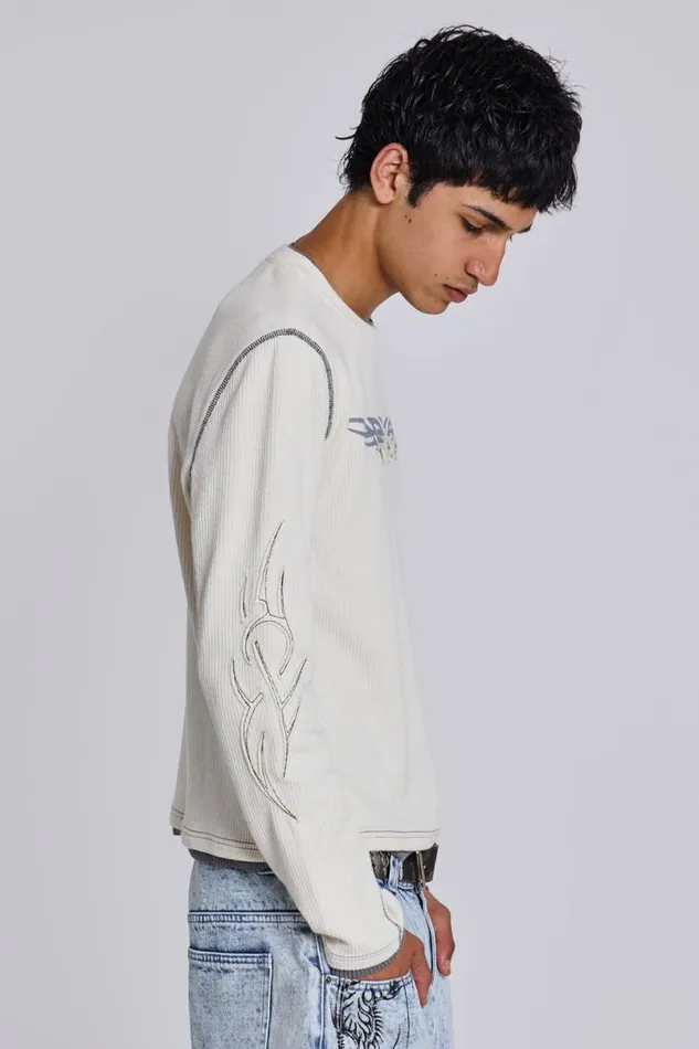 Jaded London TShirts and Vests Men Off White Tattoo Applique Tee White