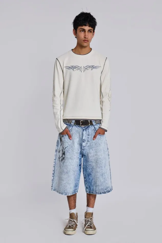 Jaded London TShirts and Vests Men Off White Tattoo Applique Tee White