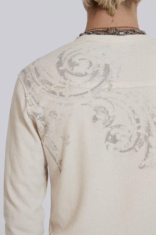Jaded London TShirts and Vests Men Sanctified Waffle Henley White