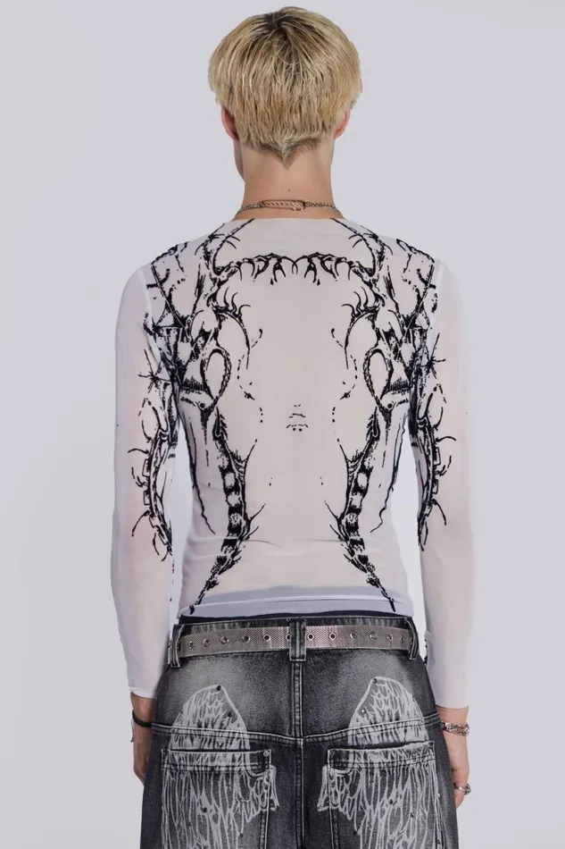 Jaded London TShirts and Vests Men White Wings Mesh Top White