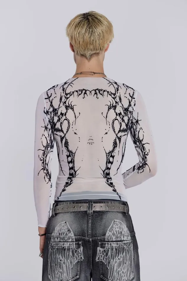 Jaded London TShirts and Vests Men White Wings Mesh Top White