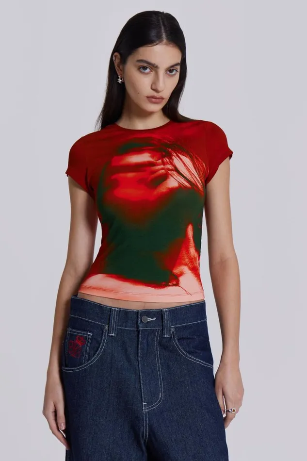 Jaded London TShirts Women Rhapsody Baby Tee Red