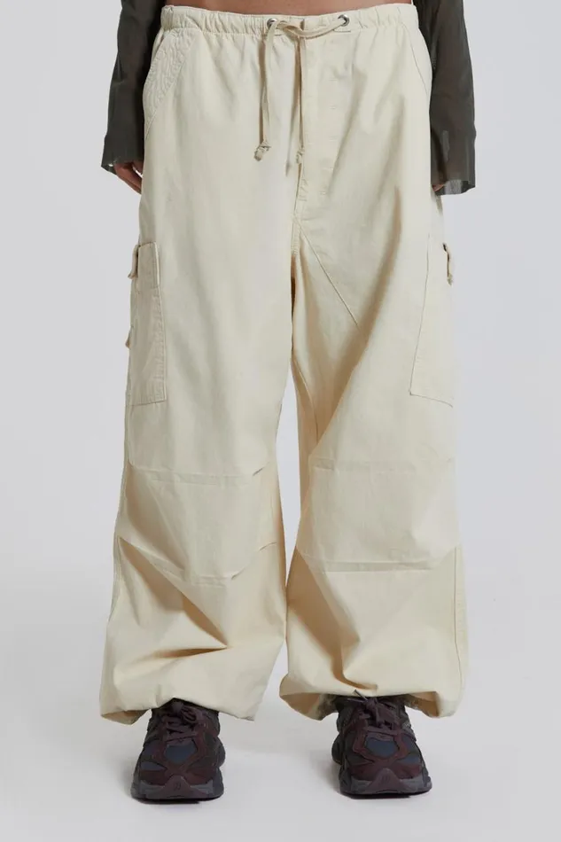 Jaded London Trousers and Pants Women Ecru Parachute Cargo Pants Ecru