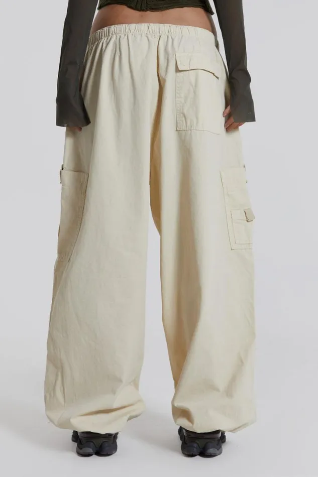 Jaded London Trousers and Pants Women Ecru Parachute Cargo Pants Ecru