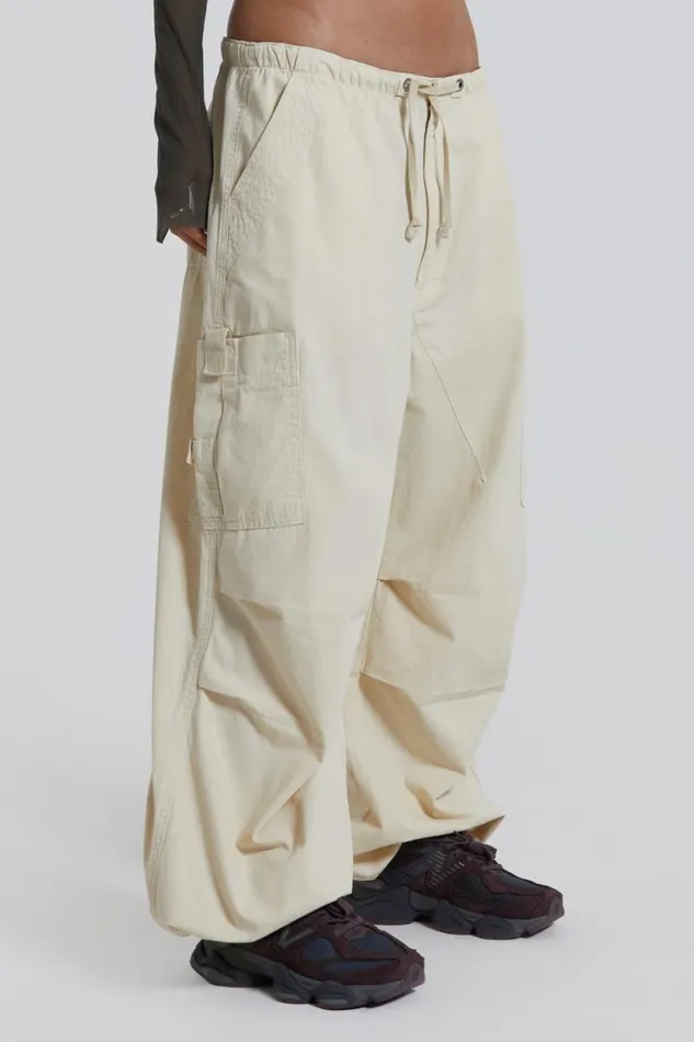 Jaded London Trousers and Pants Women Ecru Parachute Cargo Pants Ecru