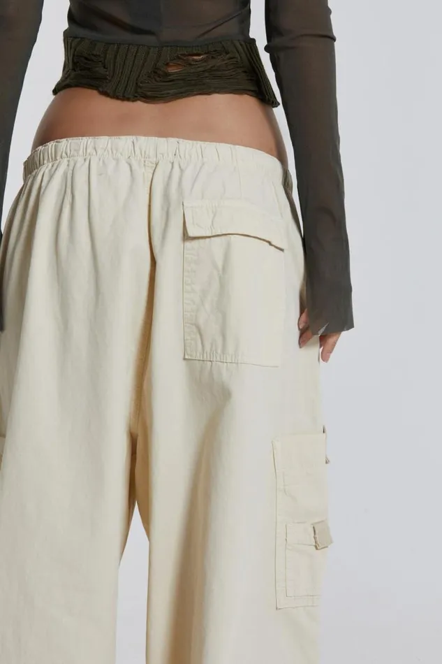 Jaded London Trousers and Pants Women Ecru Parachute Cargo Pants Ecru