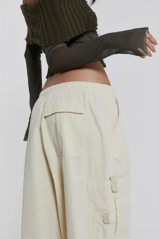 Jaded London Trousers and Pants Women Ecru Parachute Cargo Pants Ecru