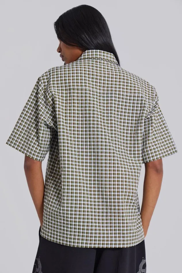 Jaded London Unisex Unisex Wasted Check Shirt Greenblack