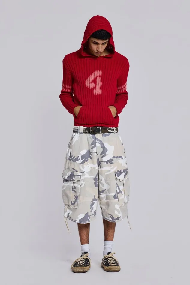 Jaded London Unisex UnisexWomen 4ever Knit Hoodie Red