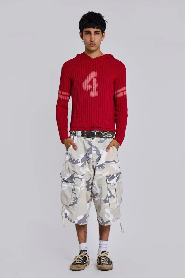 Jaded London Unisex UnisexWomen 4ever Knit Hoodie Red
