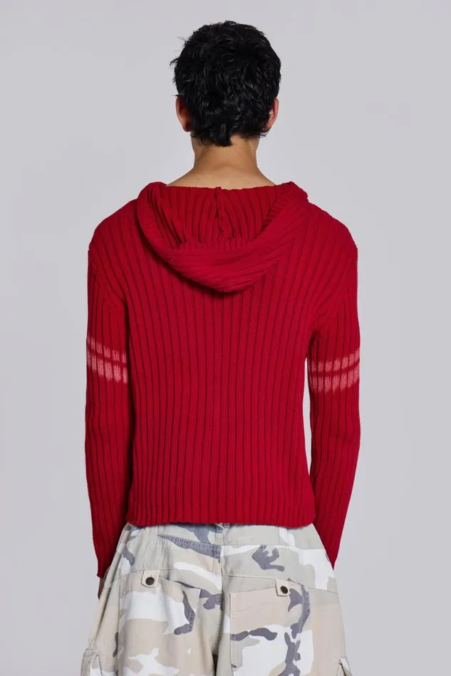 Jaded London Unisex UnisexWomen 4ever Knit Hoodie Red