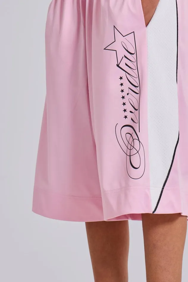 Jaded London Unisex UnisexWomen Pink Overdue Basketball Shorts Pink