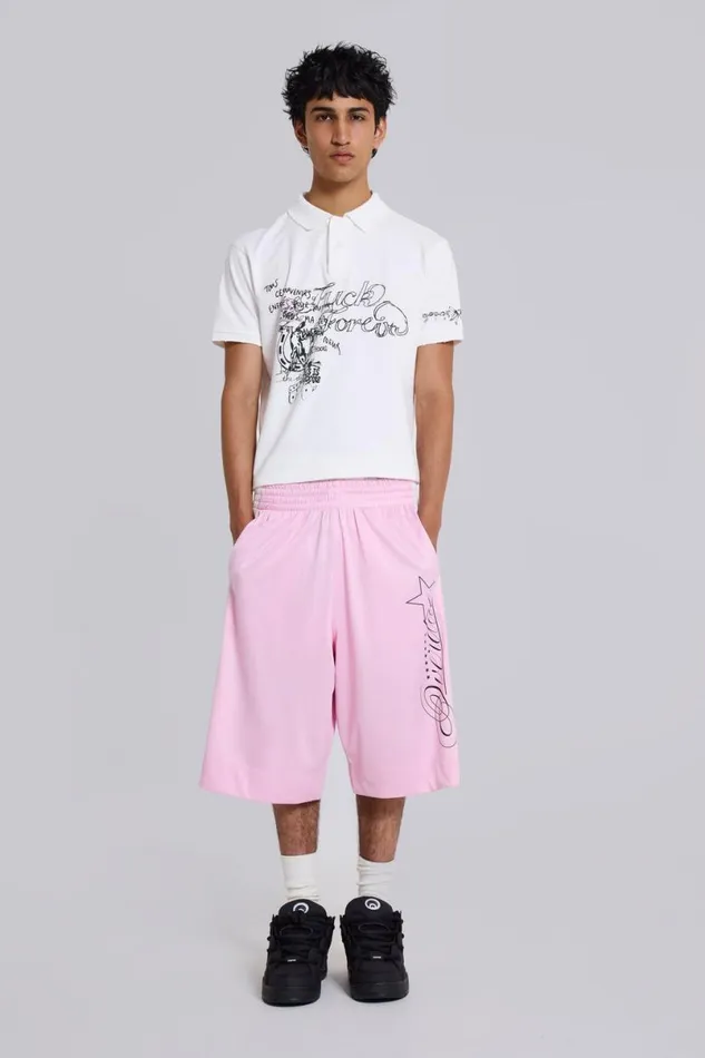 Jaded London Unisex UnisexWomen Pink Overdue Basketball Shorts Pink