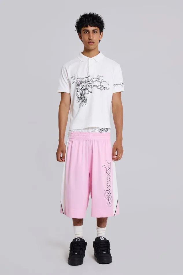 Jaded London Unisex UnisexWomen Pink Overdue Basketball Shorts Pink