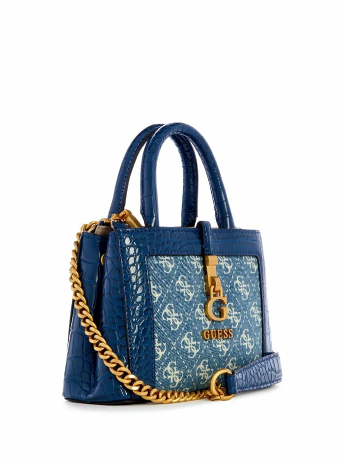 James Denim Quattro G Mini Satchel Denim Logo Women Handbags GUESS James Denim Quattro G Mini Satchel Denim Logo Women Handbags GUESS
